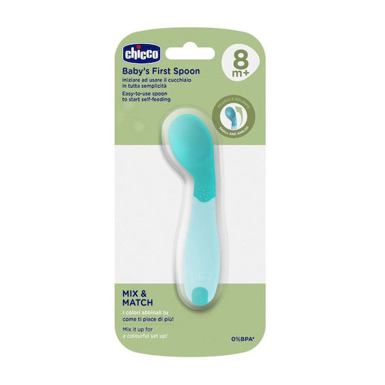 Chicco Lingură pentru bebeluși din silicon pentru 8+ luni Bej