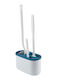 Plastic Bathroom Brush and Trash Can Set Blue