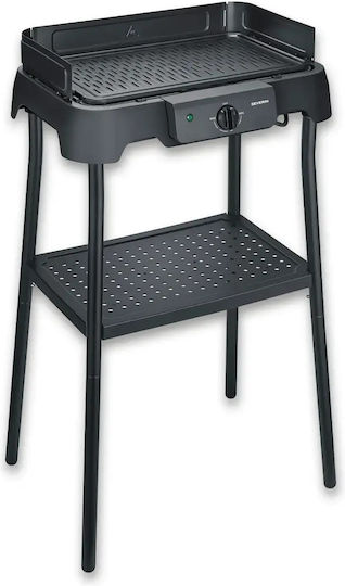 Severin Floor Standing Electric Aluminium Grill with Grooved Plate 2000W with Adjustable Thermostat 38x22cm