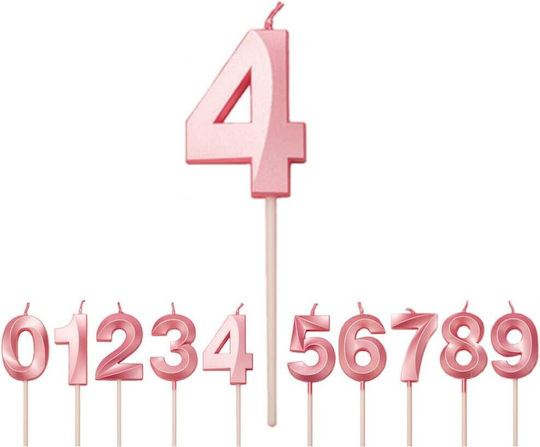 Свещ Свещи За Рожден Ден Номер 4 Модел Диамант Flippy 5 X 3.4 См Розова