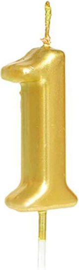 Lumânare De Tort Flippy Numărul 1 Design Petrecere 4.5 X 2.5 Cm Parafină Auriu