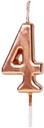 Lumânare De Tort Flippy Număr 4 Design Petrecere 4.5 X 2.5 Cm Parafină Rose Gold