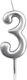 Cake Kerze Flippy Nummer 3 Design Party 4,5 x 2,5 cm Paraffin Silber