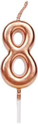 Lumânare De Tort Flippy Numărul 8 Design Petrecere 4.5 X 2.5 Cm Parafină Rose Gold