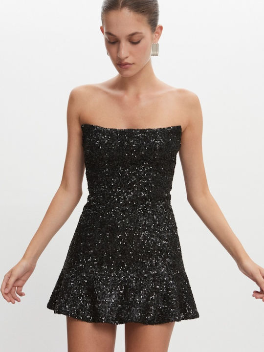 Mini Evening Dress Strapless Black