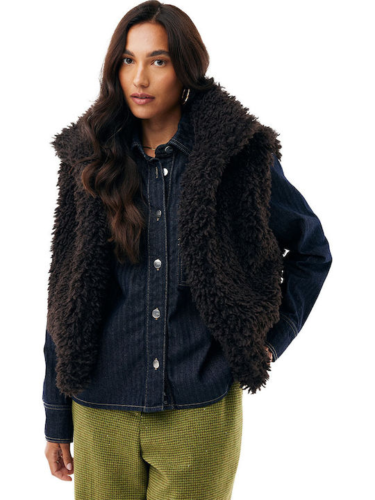 Women's Sleeveless Winter Jacket Dk.brown