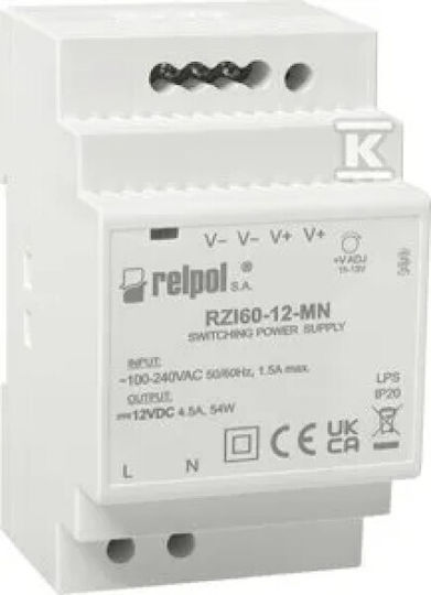 Relpol LED Power Supply IP20 Power 15W With Output Voltage 12V