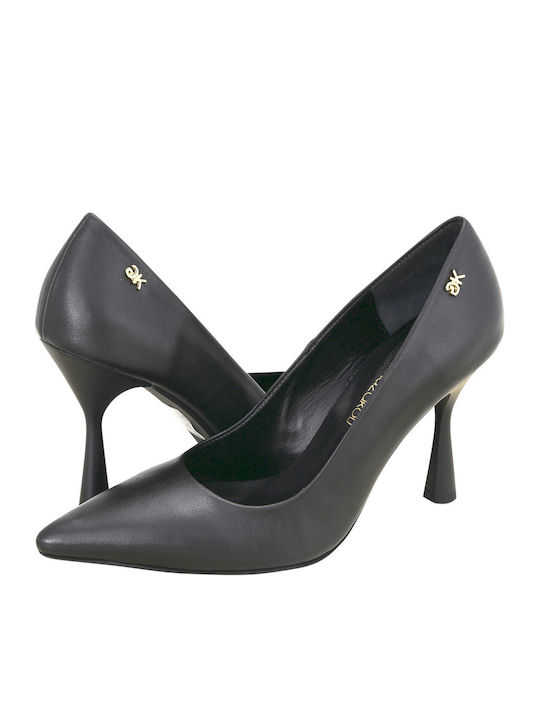 Gwen Leather Heels Black