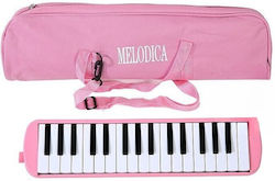 Melodica 32 Keys Flippy Abs Beginners 45 X 13 X 7 Cm Includes Case Blower Pink