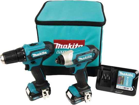 Makita CLX224A Set Șurubelniță & Mașină de Găurit Cu Impact 12V Cu 2 Baterii 2Ah Și Husă