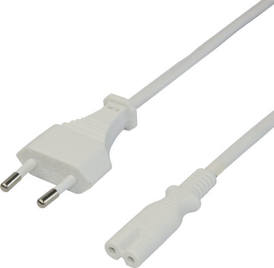 Deltaco IEC C7 - IEC C7 Захранващ Кабел 1.5м Бял