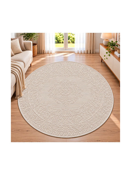 Covor Relief Rotund Bej Φ160cm