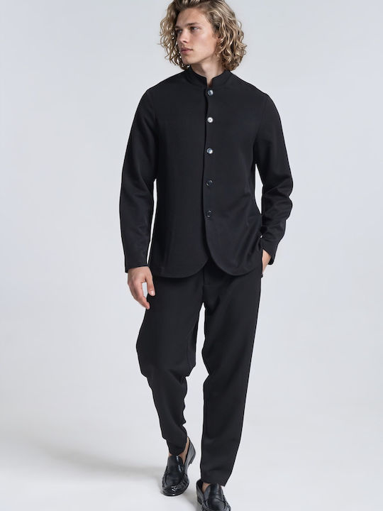 P/Coc Men's Trousers Set Slim Fit Black