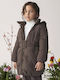 Kids Casual Short Jacket with Lining Brown