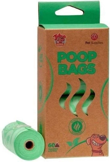 Pet Supplies Saci Biodegradabile Pentru Excremente Culoare Alb Ceai 4x15 Bucăți
