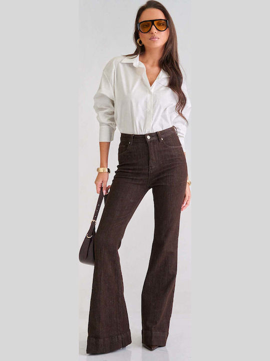 Damen Jeans Hosen Ausgestellt Braune