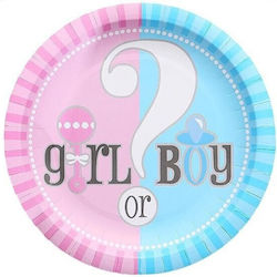 Set 10 Gender Reveal Plates Flippy Girl Boy Cardboard 18 Cm Pink Blue