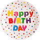 10 Einwegplatten Flippy Happy Birthday Druck Papp 23 Cm Durchmesser Mehrfarbig