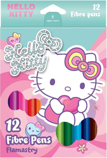 Hellokitty Fibre Pens Pastel Μαρκαδόροι Ζωγραφικής Σετ 12 Χρώματα