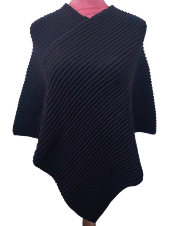 Women's Knitted Poncho Black