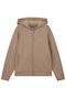 Women's Hooded Sweatshirt Cardigan Brown
