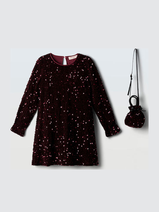Rochie de fete catifea burgundy