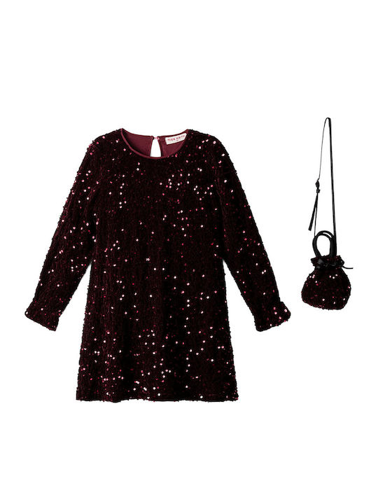 Mädchenkleid Samt Burgundisch