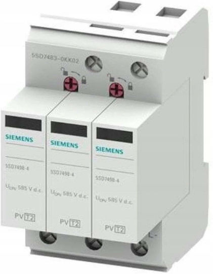 Siemens Sentron Ограничител на пренапрежение Тип 2 Фотоволтаични 3p 1000 V Dc Iimp 15ka Imax 40ka 5sd7483-0kk02