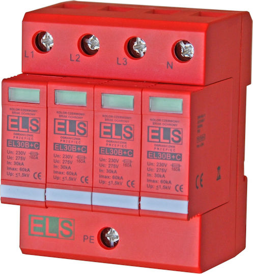 ELS Elektrotechnika Мълниезащитен Панел Четириполюсен Максимален Разряден Ток 6kA