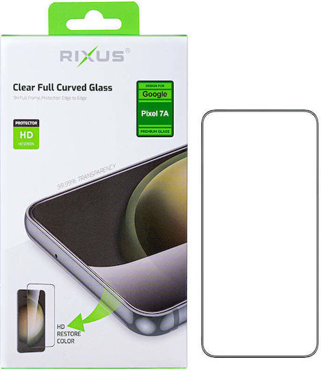 Προστατευτικό Τζάμι Rixus Clear Hd Full Curved Edge Tempered Glass Google Pixel 7a – Διάφανο