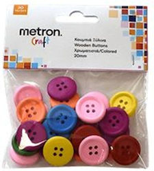 Metron Craft Дървени Бутони За Декорация Цветни 2см 30 Бр