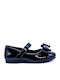 Kids Anatomic Ballerinas with Hook & Loop Closure Patent Leather Black