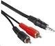 PremiumCord Кабел за звук 3.5 мм мъжки - 2x RCA мъжки Черен 3 м