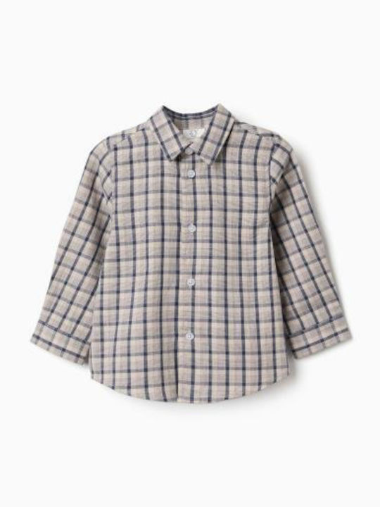 Kinderhemd Langärmelig Beige-Blau