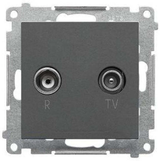 Kontakt-Simon TV-Antennensteckdose in Grau Farbe TAP10.01/116