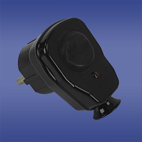 Elektro Plast Schuko Stecker Ecke mit Schalter Schwarz