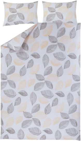 Domoletti Cotton Duvet Cover Set 200x220cm Double With 2 Pillowcases Cassia Leaves