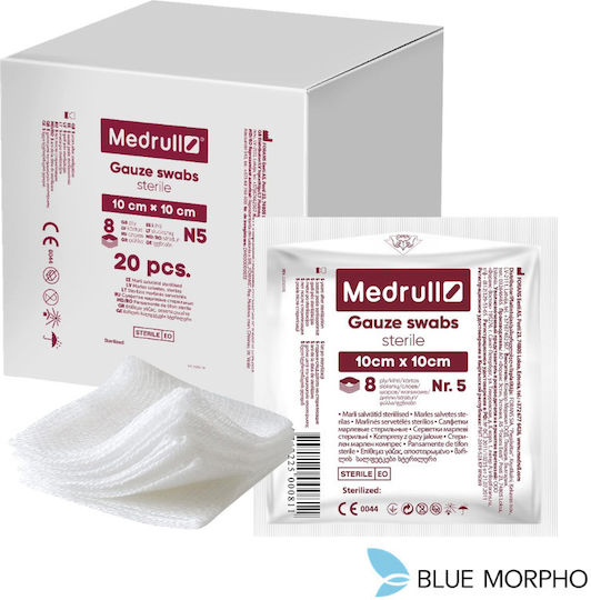 Medrull Sterile Gauze 20 X 5 Swabs 10cmx10cm 8 Ply
