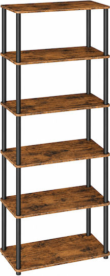 Bibliotecă Rustic Maro și Negru 24x60x174εκ.