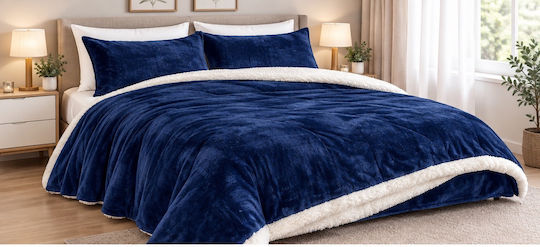 Luxury Одеяло Sherpa Двулицево 220x240см Синьо