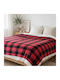 Go Smart Home Blanket Fleece Super Double 220x240cm Red Black Plaid
