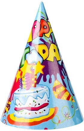 Set 6 Pălării De Petrecere Flippy Pentru Copii Carton 20 X 13.5 Cm Model 5 La Mulți Ani Multicolor