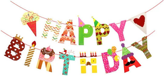 Happy Birthday Banner 100x200 Cm Flippy Included Thread Roll Candy Theme Multicolor