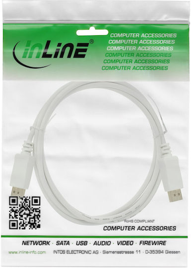 InLine Кабел DisplayPort мъжки - DisplayPort мъжки 5m Бял