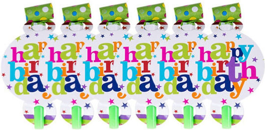 Set 6 Blowouts Happy Birthday Flippy Party Birthday Theme 13x7.8 Cm Multicolor