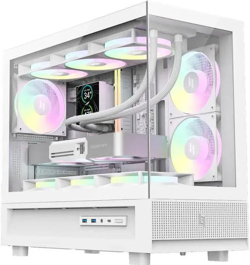 GameMax NEX C31 Gaming Mini Tower Carcasă PC cu Deschidere Laterală și Iluminare ARGB Albă