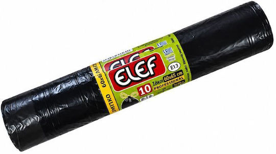 Elef Müllsäcke mit Kapazität 40lt mit Kordelzug Professional 65x60cm 10 Stück Schwarz