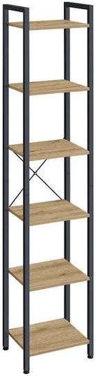 Βιβλιοθήκη Artisan Δρυς Με Μαύρη Κατασκευή 40x30x186εκ.