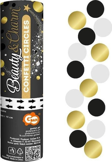 GoDan Pneumatisches Konfetti Schwarz Gold Kreise 15cm
