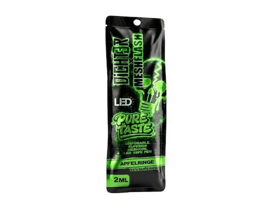 Mesh Flash Vape Apfelringe Електронна цигара за еднократна употреба 1200 вдишвания Apple без никотин 2 ml с КБД Зелен